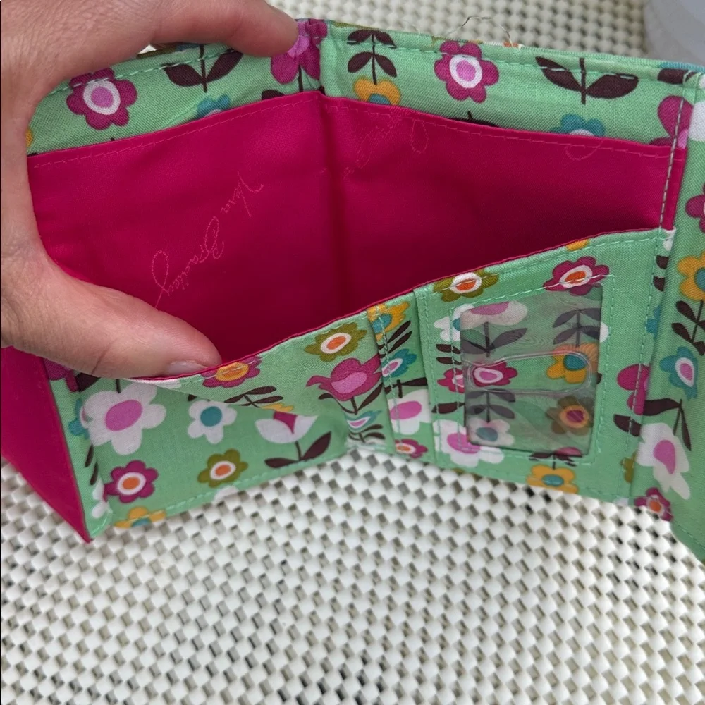 Floral Wallet with Green and Pink Accents